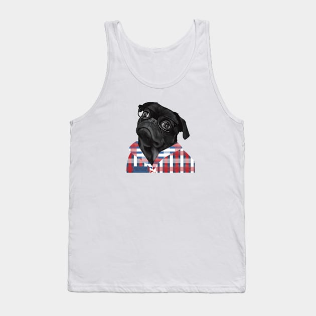 Cute Black Pug With Glasses Tank Top by Suneldesigns